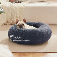 Lit pour chien en forme de donut confortable et rond, en peluche douce de couleur gris foncé, fabriqué sur mesure par le fabricant, pour un sommeil apaisant, livraison directe