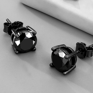Pendientes de Moissanita Negra VVS de 2.0ct y 6.5mm, Estilo Hip Hop, Corte Brillante Redondo, Chapados en Oro, Plata de Ley 925, para Hombre, Unisex - Product Image 1