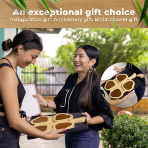 Nouvelle assiette à fromage en bois durable de qualité alimentaire écologique avec poignée, sous-verres personnalisables multi-usages, plateau en bois pour salade, sushi - Product Image 2