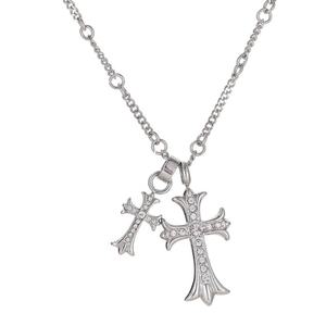 Trendy 2026 Charm Necklaces Hypoallergenic Jewelry 316l Stainless Steel 18k PVD Gold Plated Double <b>Cross</b> Necklace for Women <b>Men</b> - Product Image 3