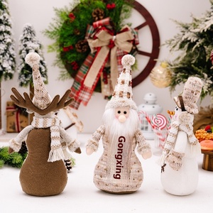 Muñeco de Peluche Navideño Tejido, Figura de Papá Noel, Muñeco de Nieve, Reno, Tela a Cuadros, Decoración Navideña para Mesa, Adornos, Juguete para Niños - Product Image 3
