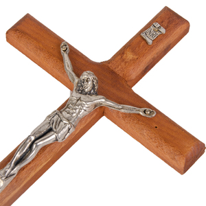 In Stock Brown Church Wall Hanging Home Decoration Pray Alloy Crucifix silver Plated ODM Big Wood Cross - Product Image 3