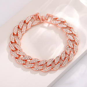 Pulsera de Cadena Cubana Tiyo, Chapada en Oro de 14K, Aleación de Zinc con Incrustaciones de Circonitas, Unisex, Joyería Moderna para Compromiso - Product Image 1