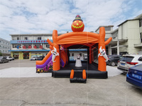 Fête d'Halloween Grande maison gonflable commerciale en PVC pour enfants avec citrouille Château sautant Combo Slide