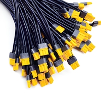 Harness Kabel Tunggal Hitam Kustom dengan Konektor Pria Plastik Kuning Abu-abu untuk Pencahayaan dan Pengkabelan Sinyal Peralatan Elektronik