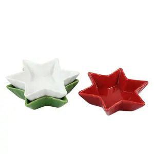 Plaques d'entrée en céramique colorées en forme d'étoile, plat à Sauce, plat de service pour la cuisine à la maison 4 pièces