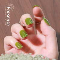 Vente en gros d'ongles à pression carrés courts en vrac fournisseurs de bouts d'ongles à couverture complète avec logo personnalisé couleur unie verte design faux ongles élégant