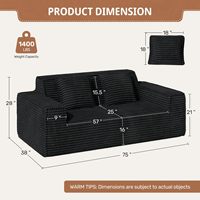 Causeuse 2 places en velours côtelé personnalisée grand canapé moderne en nuage compressé avec vaccin quantité minimale de commande bas anthracite canapé 2 places désossé doux