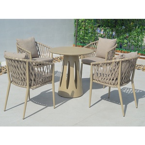Backyard Furniture Patio Set <b>Outside</b> Aluminum Dining Tables and Rope Chairs - Product Image 3