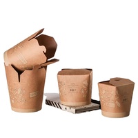 Boîte de wok en papier jetable avec impression personnalisée, récipient à emporter pour pâtes de riz, nouilles alimentaires chinoises