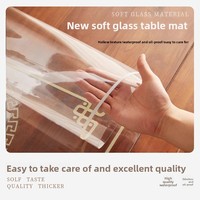 Nouveau tapis de table à manger/à café en PVC de style chinois, transparent, souple, imperméable, résistant à l'huile, résistant à la chaleur, lavable, sans motif, fabriqué en Chine