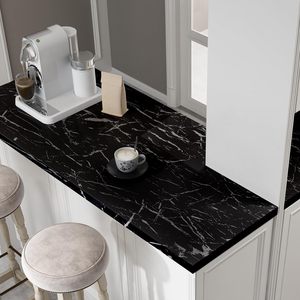 ORON Wallpaper Dinding Motif Marmer PVC Anti Air Modern Warna Hitam Perekat Sendiri Laris untuk Dekorasi Dapur dan Rumah - Product Image 2