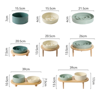 Bol à alimentation lente pour petit chien, surélevé pour chat, bols en céramique avec support en bois, assiette à nourriture et à eau pour animaux de compagnie