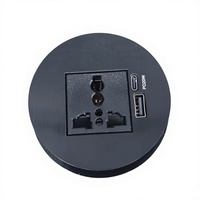 60MM Runde Einbau-Schreibtischdurchführung, 125V 15A, USB A&C PD20W Schnellladung, 1,8M Kabel, Anpassbar für US/UK