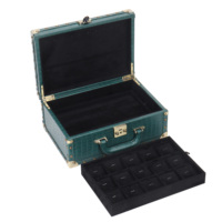 Boîte de rangement pour bijoux en cuir PU haut de gamme, avec poignée, boîte à montres, boîte à bijoux de voyage personnalisée