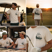 T-shirt décontracté pour hommes, coupe décontractée, en coton doux et respirant, avec logo personnalisé et impression club de golf, pour golfeurs (OEM/ODM)