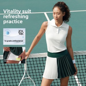 Set di gonna a pieghe sportiva Anti-esposizione sportiva da <span class=keywords><strong>donna</strong></span> <span class=keywords><strong>Fitness</strong></span> Golf Yoga abbigliamento da Tennis tra cui <span class=keywords><strong>maglia</strong></span> da Tennis con Logo personalizzato - Product Image 1