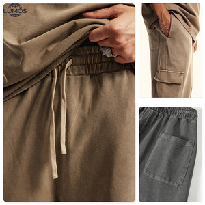 <span class=keywords><strong>Pantalon</strong></span> <span class=keywords><strong>cargo</strong></span> streetwear délavé à l'acide, coupe droite multi-poches, style workwear urbain, décontracté et ample pour homme - Product Image 5