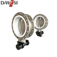 Vanne papillon à double bride avec revêtement PTFE, corps en acier inoxydable 304, tige en acier 416, anti-corrosion, pour pipeline industriel - Vente chaude