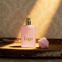 Flacon de parfum vide de 50 ml, design personnalisé d'usine OEM, flacon carré en verre rose luxueux et unique, vaporisateur à pompe, sérum pour le soin de la peau UJUN