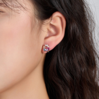Boucles d'oreilles Huggie en argent sterling 925 plaqué rhodium, petites et légères, luxueuses, avec zircon cubique coloré, mignonnes, pour femmes, cadeau