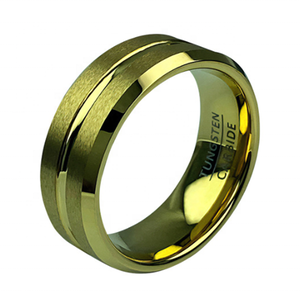 Anel de Joalheria Personalizado em Carboneto de Tungstênio com Acabamento Escovado de 8mm, Bicolor Preto e Dourado para Homens - Product Image 4