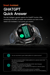 Montre connectée de sport d'extérieur CE FCC Rohs KC91 avec GPS, SOS, lampe torche, étanche 3ATM, suivi de santé, IA ChatGPT, Bluetooth - Product Image 5