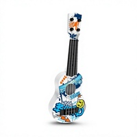 Urban Street Art Style Cool Skateboard Pattern Acoustic Guitar Graffiti Print Non-Electric Wood 4 String Hole Ukulele for Teens