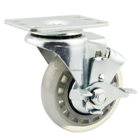 Roue pivotante en polyuréthane transparent haute élasticité de 3 pouces et 4 pouces, plaquée zinc, capacité de charge de 80 à 180 kg, usage léger, rivet