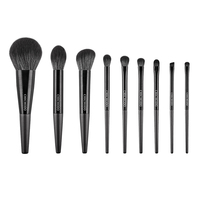 CHICHODO 9 Buah Set Kuas Makeup dengan Kotak Gulung, Kit Kuas Wajah dan Mata, Gagang Arang Bulu Hitam, Grosir Profesional