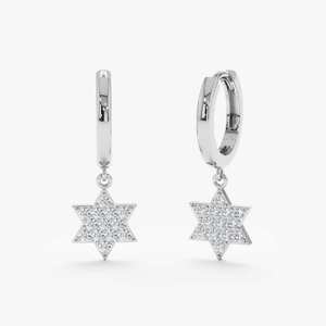 Boucles d'oreilles clous en diamant de laboratoire rond brillant de qualité supérieure, en argent sterling 925 et or massif 14 carats, bijoux élégants de créateur pour femmes - Product Image 1