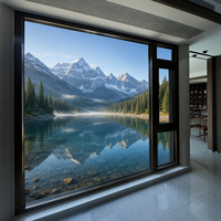 Ventana Abatible de Madera Revestida de Aluminio HUACAI, Ahorro de Energía, Aislamiento Térmico Nivel 9, Hermeticidad al Aire Nivel 7, Vidrio Templado para Apartamento