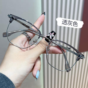 Lunettes unisexes rectangulaires en métal TR YC1029, verres PC anti-lumière bleue, monture de largeur moyenne, verres plano - Product Image 2