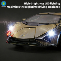Voiture de course télécommandée Sian FKP 37 sous licence 1:24, jouet de supercar télécommandée avec lumières LED, 4 canaux, fonction Follow Me, intérieur-extérieur, USB 2.4GHz
