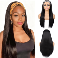 Perruque bandeau sans dentelle, couleur naturelle, cheveux raides, pour femmes noires, 100% cheveux humains