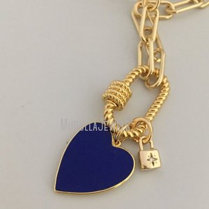 Collar <span class=keywords><strong>de</strong></span> <span class=keywords><strong>cadena</strong></span> con mosquetón <span class=keywords><strong>de</strong></span> cuerda dorada, abalorio <span class=keywords><strong>de</strong></span> corazón esmaltado, <span class=keywords><strong>candado</strong></span> <span class=keywords><strong>de</strong></span> CZ, <span class=keywords><strong>cadena</strong></span> <span class=keywords><strong>de</strong></span> eslabones <span class=keywords><strong>de</strong></span> clip <span class=keywords><strong>de</strong></span> papel, NM35948 - Product Image 3