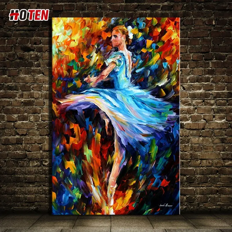 Decorazione della parete dipinta a mano della ragazza di balletto della tela di canapa pittura a olio camera da letto