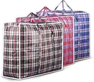 Sacos trançados reutilizáveis de pp, sacos de armazenamento da roupa do jumbo da china impermeáveis personalizados com zíper
