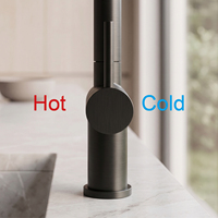 Robinet de cuisine flexible en acier inoxydable 304 noir avec jet cascade laminar, mitigeur eau chaude et froide