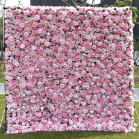 Fausse toile de fond florale A15, tapis de rideau 5D enroulable rose, fausse soie, fleur de rose artificielle pour décoration de scène de mariage et d'événement