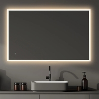 Cermin Kamar Mandi LED Persegi Panjang Modern Mewah dengan Bingkai Paduan Aluminium Desain Ultra Tipis Tahan Air IP66 Desain Grafis