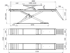 <span class=keywords><strong>Pont</strong></span> élévateur à <span class=keywords><strong>ciseaux</strong></span> <span class=keywords><strong>double</strong></span> 4,5t encastré ultra-plat hydraulique pour voitures 3,0kW 380V - Product Image 5