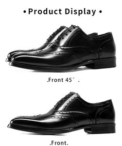 Chaussures de ville en cuir véritable pour hommes, style Oxford, à lacets, respirantes, légères, antidérapantes, à bout pointu, pour le travail et les occasions formelles - Product Image 6