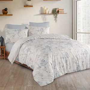 Juego de Ropa de Cama Doble Karden Flower Dream Cotton Flutter 100% Algodón Popelín, Azul, Incluye Funda Nórdica, Sábana Plana y 2 Fundas de Almohada, Textil para el Hogar - Product Image 2