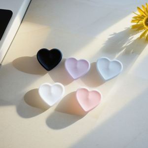 New Design In-stock Pure Color 3D <b>Silicone</b> <b>Rubber</b> Heart-shaped Minimalist Desktop airbag Retractable Stand - Product Image 5