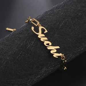 Pulsera de Acero Inoxidable con Nombre Personalizado, Chapada en Oro de 18k, Hipoalergénica, de Alta Calidad, con Acabado Espejo, para Mujer, Venta al Por Mayor - Product Image 3