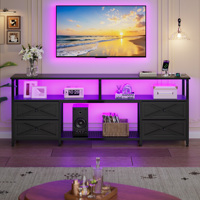 Meuble TV LED RGB avec 4 tiroirs et prise de courant, console multimédia industrielle de 62,9 pouces, centre de divertissement pour téléviseurs de 45 à 75 pouces, salon
