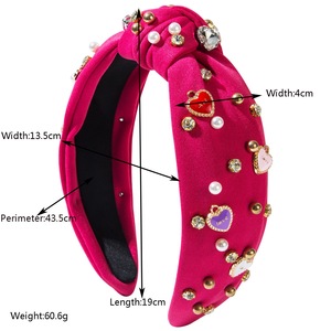 Linda banda de pelo barroco amor corazón con perla de diamantes de imitación esmalte Rosa Bowknot compromiso boda Dí<span class=keywords><strong>a</strong></span> de San Valentín dulce diademas - Product Image 6