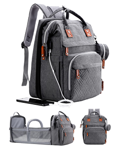 Bolsa de Pañales Grande con Cambiador, Bolsa de Pañales Impermeable, Mochila de Viaje con Puerto USB - Product Image 6