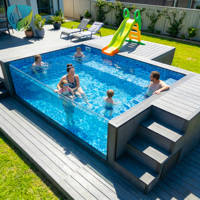 Outdoor-Tauchbecken Großer Swimmingpool für Erwachsene Outdoor-Fiberglas-Spa-Pool 20 Fuß Container-Pool mit Deck